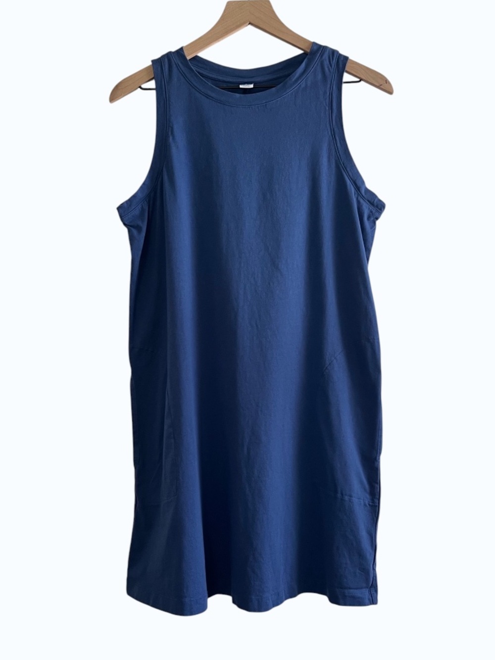 Old Navy Women’s Blue Cotton Tank Dress Size L Sleeveless Pockets Minimalist